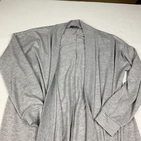 1.State Long Cardigan Gray Draped Front Long Sleeve Knit Sweater Plus Size 1X - Picture 3 of 10